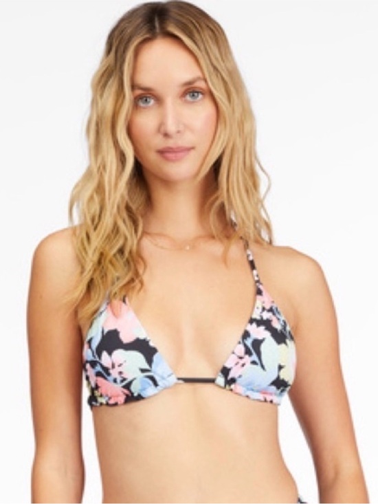Billabong Other - Billabong Floral Triangle Bikini Top - Black with Pastel Floral 🖤🌸